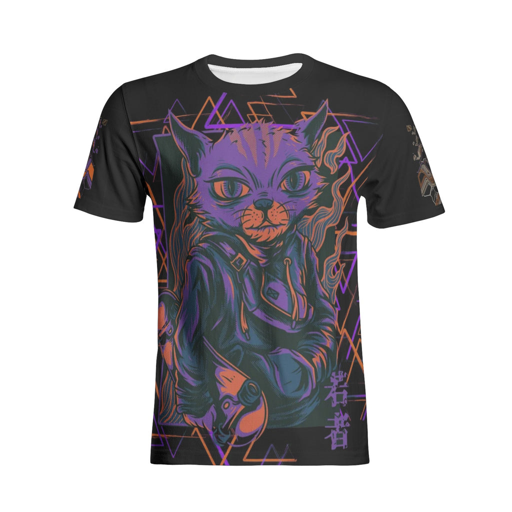 Moonlit Meows Unisex All-Over Print Cotton T-shirts
