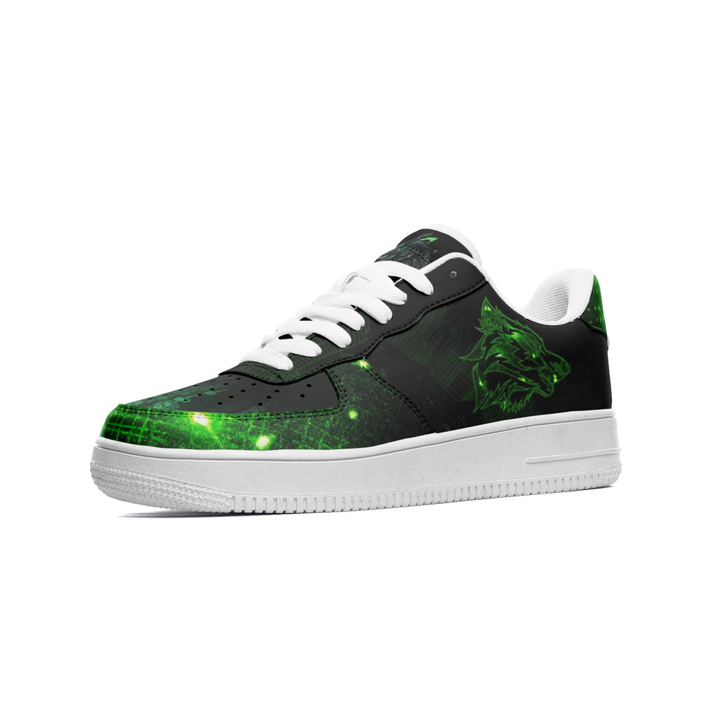 Wolf In the Matrix Unisex Low Top Leather Sneakers