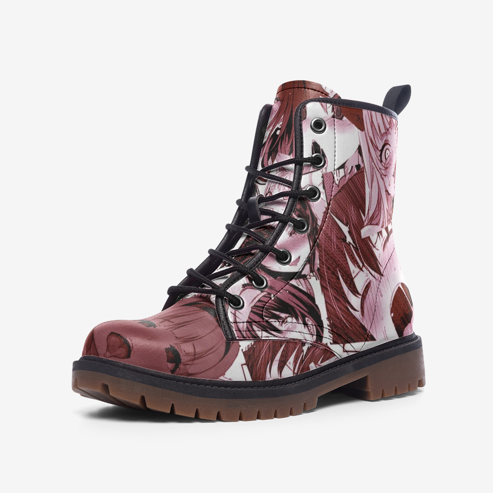 Red Ahegao Casual Leather Lightweight Boots