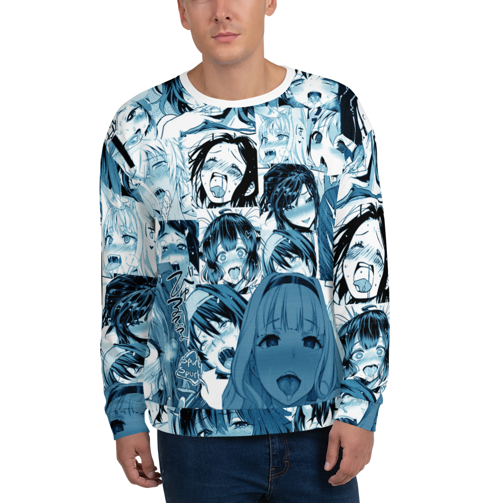 HD Blue Tint Ahegao All-Over-Print Sweatshirt